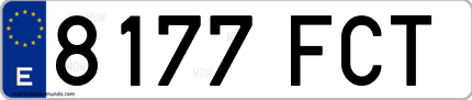 Ejemplo de matrícula de coche ordinaria 8177 FCT