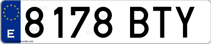 Ejemplo de matrícula de coche ordinaria 8178 BTY
