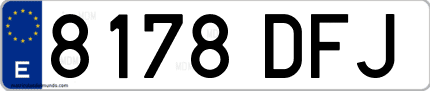 Ejemplo de matrícula de coche ordinaria 8178 DFJ