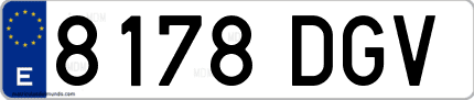 Ejemplo de matrícula de coche ordinaria 8178 DGV