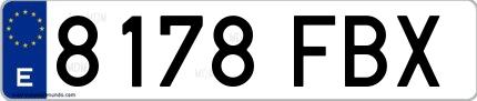Ejemplo de matrícula española 8178 FBX