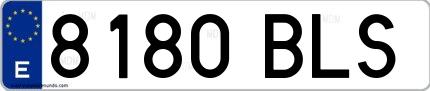 Ejemplo de matrícula española 8180 BLS