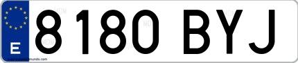 Ejemplo de matrícula española 8180 BYJ