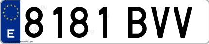 Ejemplo de matrícula española 8181 BVV