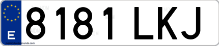 Ejemplo de matrícula de coche ordinaria 8181 LKJ