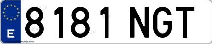 Ejemplo de matrícula española 8181 NGT