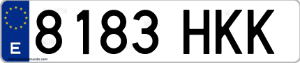 Ejemplo de matrícula de coche ordinaria 8183 HKK