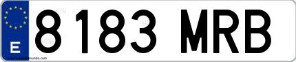 Ejemplo de matrícula española 8183 MRB