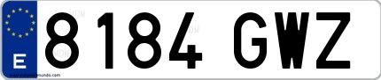 Ejemplo de matrícula española 8184 GWZ