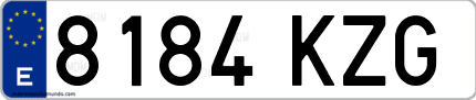 Ejemplo de matrícula de coche ordinaria 8184 KZG