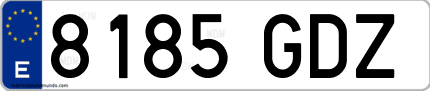 Ejemplo de matrícula de coche ordinaria 8185 GDZ