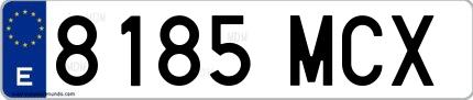 Ejemplo de matrícula española 8185 MCX
