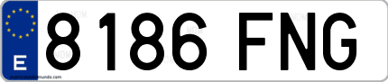 Ejemplo de matrícula de coche ordinaria 8186 FNG