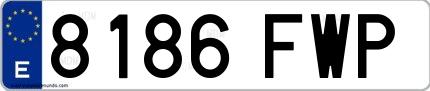 Ejemplo de matrícula española 8186 FWP