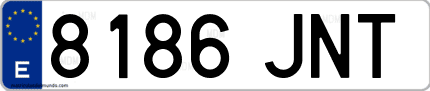 Ejemplo de matrícula de coche ordinaria 8186 JNT
