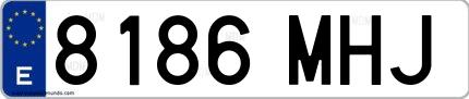 Ejemplo de matrícula española 8186 MHJ