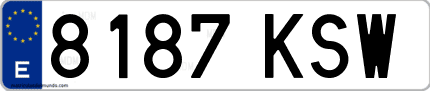 Ejemplo de matrícula de coche ordinaria 8187 KSW