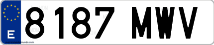 Ejemplo de matrícula de coche ordinaria 8187 MWV