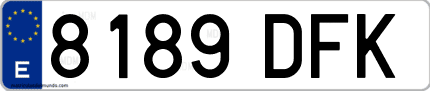 Ejemplo de matrícula de coche ordinaria 8189 DFK
