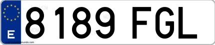Ejemplo de matrícula española 8189 FGL