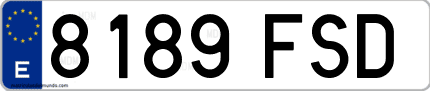 Ejemplo de matrícula de coche ordinaria 8189 FSD