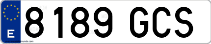 Ejemplo de matrícula de coche ordinaria 8189 GCS