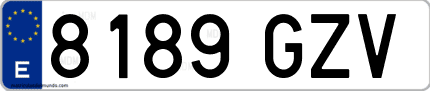 Ejemplo de matrícula de coche ordinaria 8189 GZV
