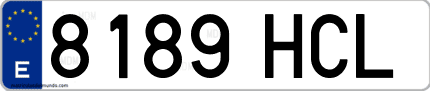 Ejemplo de matrícula de coche ordinaria 8189 HCL