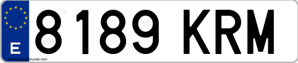 Ejemplo de matrícula de coche ordinaria 8189 KRM