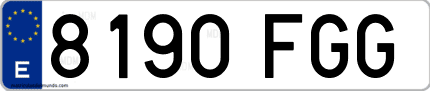 Ejemplo de matrícula de coche ordinaria 8190 FGG