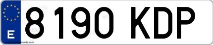 Ejemplo de matrícula española 8190 KDP