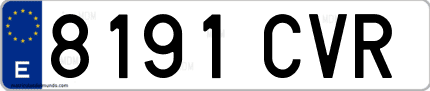 Ejemplo de matrícula de coche ordinaria 8191 CVR