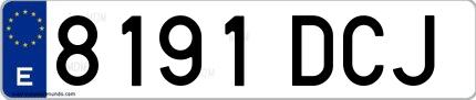 Ejemplo de matrícula española 8191 DCJ