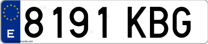 Ejemplo de matrícula de coche ordinaria 8191 KBG