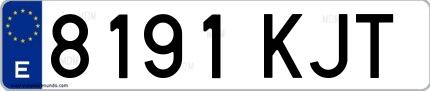 Ejemplo de matrícula española 8191 KJT