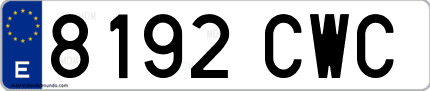 Ejemplo de matrícula de coche ordinaria 8192 CWC