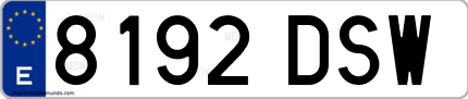 Ejemplo de matrícula de coche ordinaria 8192 DSW