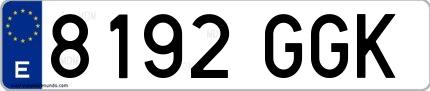 Ejemplo de matrícula española 8192 GGK