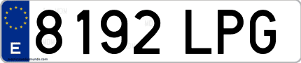 Ejemplo de matrícula de coche ordinaria 8192 LPG