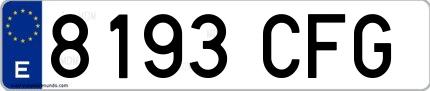 Ejemplo de matrícula española 8193 CFG