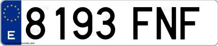 Ejemplo de matrícula española 8193 FNF