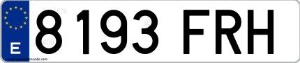 Ejemplo de matrícula española 8193 FRH