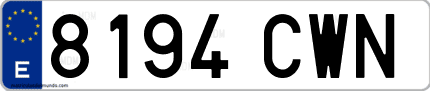 Ejemplo de matrícula de coche ordinaria 8194 CWN