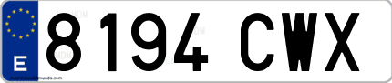 Ejemplo de matrícula de coche ordinaria 8194 CWX