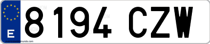 Ejemplo de matrícula de coche ordinaria 8194 CZW
