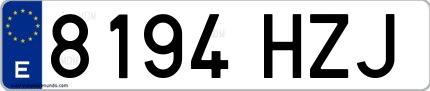 Ejemplo de matrícula española 8194 HZJ