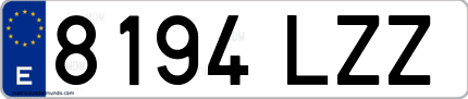 Ejemplo de matrícula de coche ordinaria 8194 LZZ