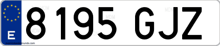 Ejemplo de matrícula de coche ordinaria 8195 GJZ