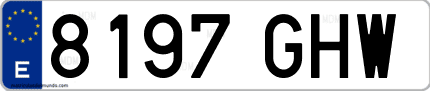 Ejemplo de matrícula de coche ordinaria 8197 GHW