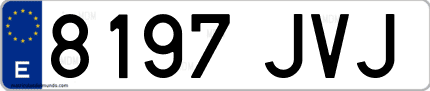 Ejemplo de matrícula de coche ordinaria 8197 JVJ